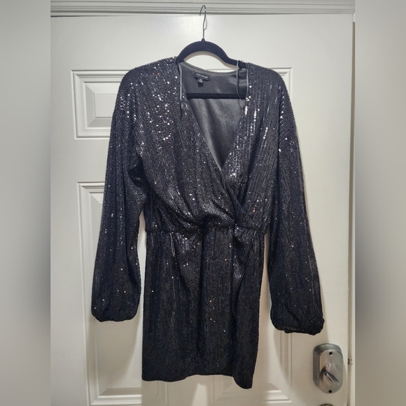 Miss avenue sparkling dress, color black, size large, long sleeve - Picture 1 of 8